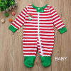 Изображение 1 Set Cotton Polyester Blend Christmas Family Matching Sleepwear Nightwear Pajamas Set Pixie Elf Stripe Green For Kids Children 100cm