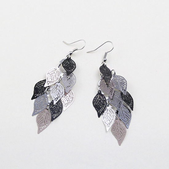 Picture of Earrings Silver Leaf 77mm x 25mm, 1 Pair