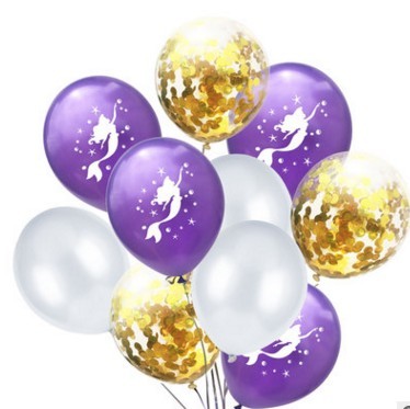 Bild von Milchsaft Ballon Party Dekoration Meerjungfrau Weiß & Violett Pailletten, 1 Set ( 10 Stück/Set)
