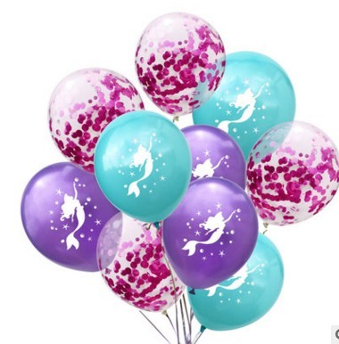 Bild von Milchsaft Ballon Party Dekoration Meerjungfrau Fuchsie Pailletten, 1 Set ( 10 Stück/Set)