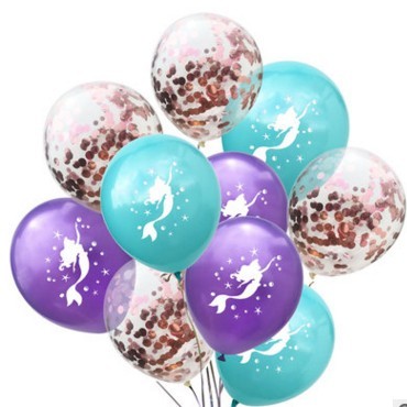 Image de Ballons Paillettes Sirène Or Rose pour Soirée, 1 Kit (10 Pcs/Kit)