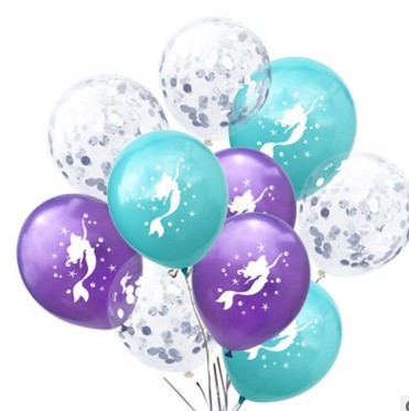 Bild von Milchsaft Ballon Party Dekoration Meerjungfrau Silbrig Pailletten, 1 Set ( 10 Stück/Set)