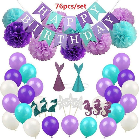 Picture of Party Balloon Garland Banner Decorations Mermaid Multicolor 1 Set ( 16 PCs/Set)