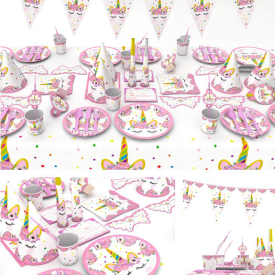 Picture of Paper Tableware Plates Party Supplies Decoration Round Pink Horse 18cm(7 1/8") Dia., 1 Set ( 6 PCs/Set)