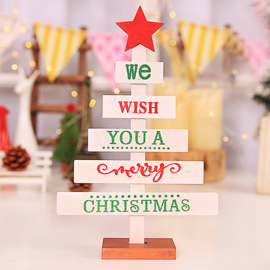 Picture of Wood Ornaments White Christmas Tree 27.5cm(10 7/8") x 8cm(3 1/8"), 1 Piece