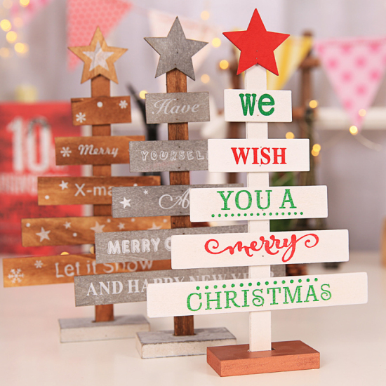 Picture of Natural Wood Ornaments White Christmas Tree 27.5cm(10 7/8") x 8cm(3 1/8"), 1 Piece