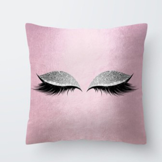 Picture of Polyester Pillow Cases Pink Square Eyelash 45cm x 45cm, 1 Piece