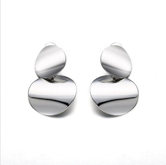 Picture of Earrings Silver Tone Round 45mm(1 6/8") x 27mm(1 1/8"), 1 Pair