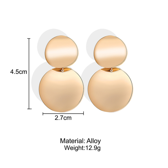 Picture of Earrings Gold Plated Round 45mm(1 6/8") x 27mm(1 1/8"), 1 Pair
