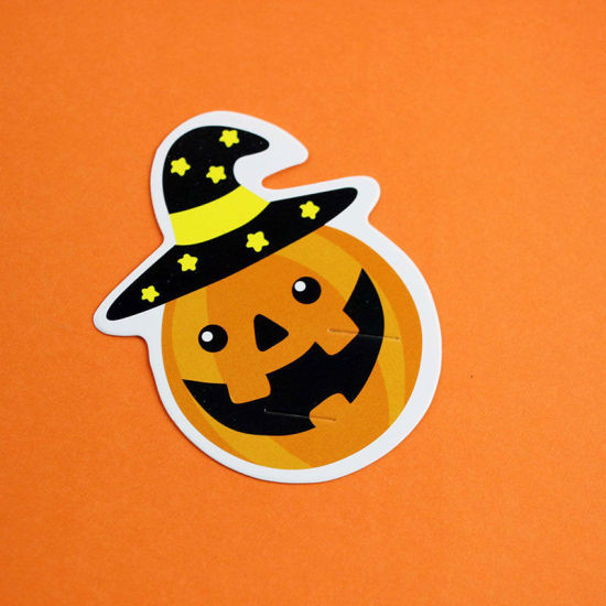 ペーパー ロリポップ ペーパー カード パーティー デコレーション オレンジ ハロウィン パンプキン 7.2cm x 5.8cm、1 パケット (50 個/セット) の画像
