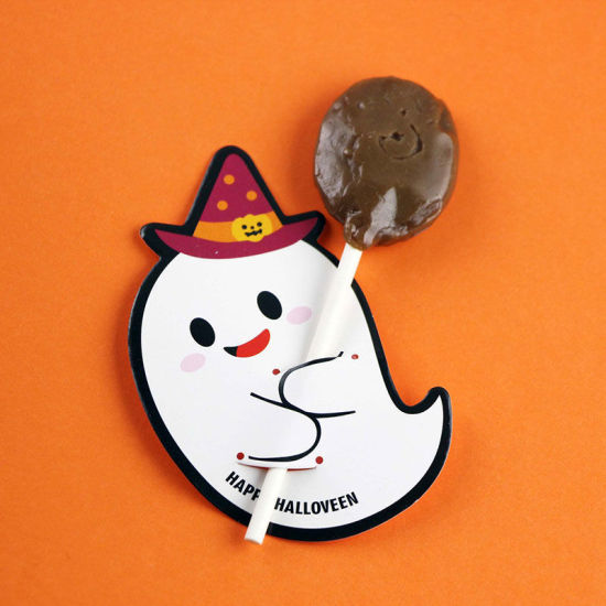 Image de 1 Kit ( 50 Pcs/Kit) Carte d'Emballage de Sucette en Papier Accessoires de Bricolage Artisanal Blanc Fantôme Halloween 8cm x 5cm