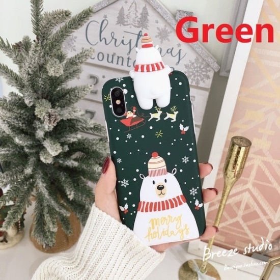 Picture of TPU Phone Cases For iPhone 6 6S Christmas Dark Blue Bear 1 Piece