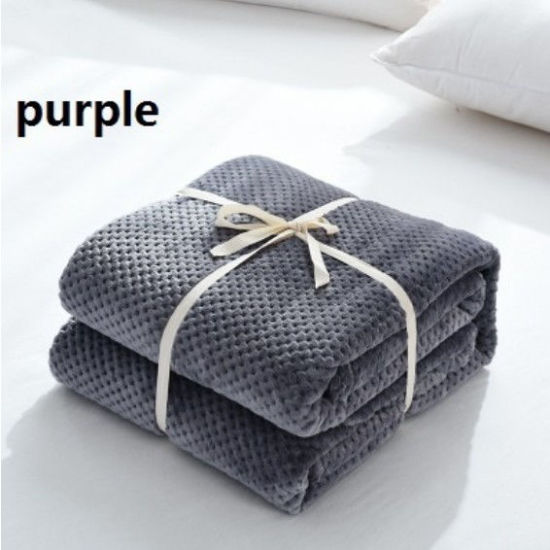 Picture of Velvet Baby/ Newborn Blanket Purple Grid Checker Pattern 150cm(59") x 100cm(39 3/8"), 1 Piece