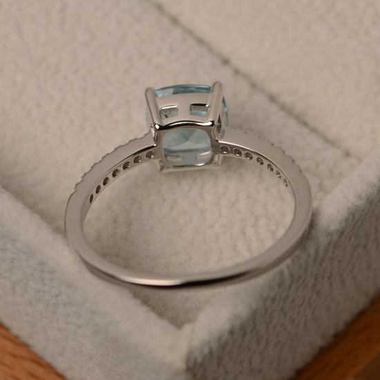 Bild von Messing Ring Hellblau Quadrat 16.5mm（US Größe:6), 1 Stück                                                                                                                                                                                                     