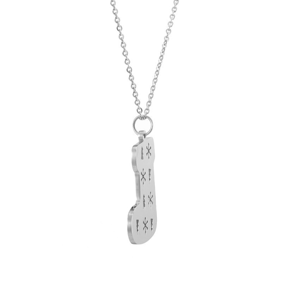 Immagine di Acciaio al titanio Collana Tono Argento Calza di Natale Filigrana 47cm Lunghezza, 1 Pz