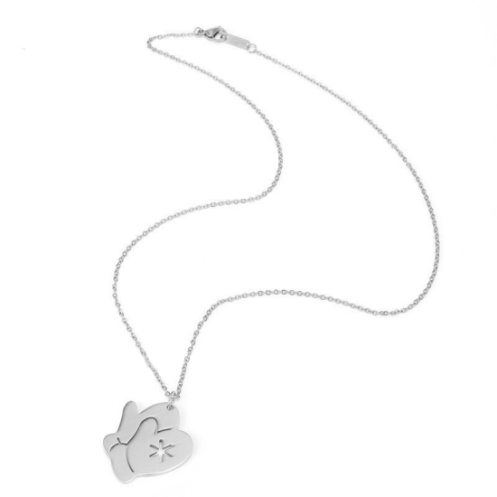 Imagen de Titanio Acero Navidad Collares Tono de Plata Guante Hueco 47cm longitud, 1 Unidad