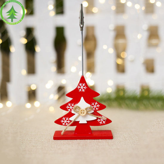 Изображение 1 Piece Natural Wood Notes Message Paper Clips Christmas Snowflake White & Red