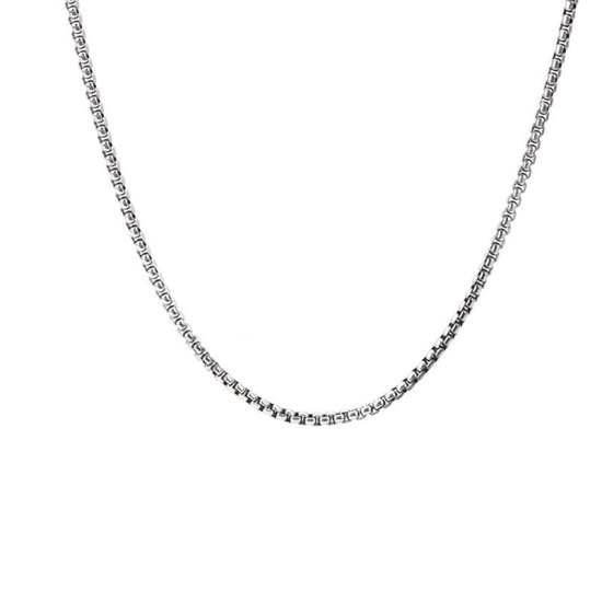Immagine di 316L Acciaio inossidabile Catena di casella Collana Argento Antico 55cm Lunghezza, Dimensione della Catena 4mm, 1 Pz