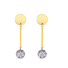 Picture of 316 Titanium Steel Earrings Gold Plated Round Clear Cubic Zirconia 4.8cm(1 7/8") x 1cm(3/8"), Post/ Wire Size: (20 gauge), 1 Pair”