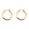 Imagen de 316 Titanio Acero Pendientes Círculos Chapado en Oro Anillo 25mm Dia., Post/ Wire Size: (21 gauge), 1 Par”