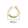 Imagen de 316 Titanio Acero Pendientes Círculos Chapado en Oro Anillo 25mm Dia., Post/ Wire Size: (21 gauge), 1 Par”