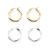 Imagen de 316 Titanio Acero Pendientes Círculos Chapado en Oro Anillo 25mm Dia., Post/ Wire Size: (21 gauge), 1 Par”