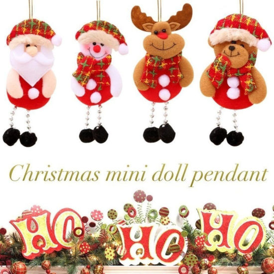 生地 ストラップ クリスマス サンタクロース 多色 17cm x 8cm, 2 個 の画像