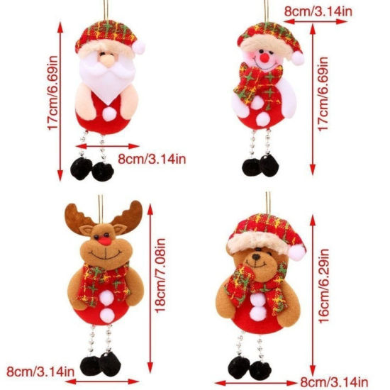 生地 ストラップ クリスマス サンタクロース 多色 17cm x 8cm, 2 個 の画像