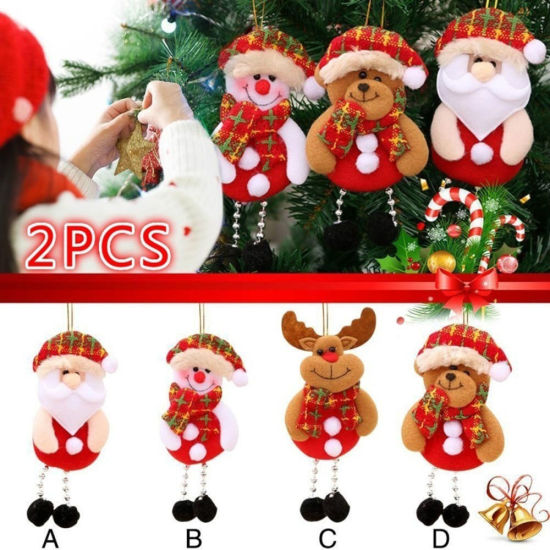 Picture of Fabric Hanging Decoration Christmas Snowman Multicolor 17cm x 8cm, 2 PCs