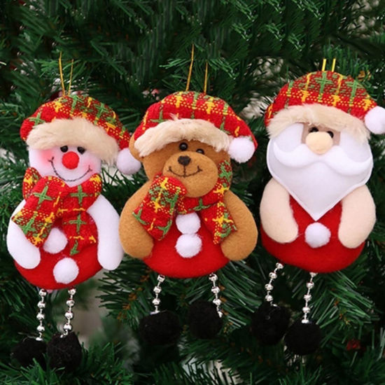 Изображение Ткань Повесьте украшения Рождественский Снеговик Разноцветный 17см x 8см, 2 ШТ