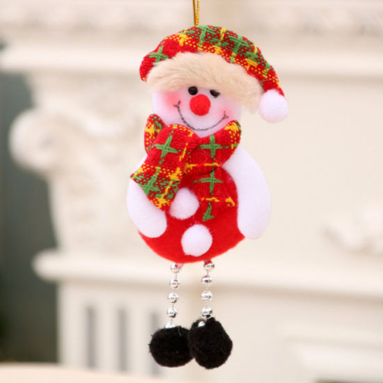 Picture of Fabric Christmas Hanging Decoration Bear Animal Multicolor 17cm x 8cm, 2 PCs