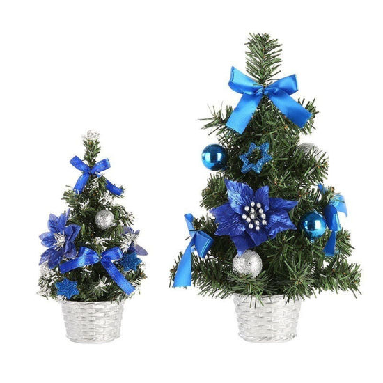 Picture of PVC Ornaments Decorations Blue Christmas Tree Bowknot 20cm, 1 Piece