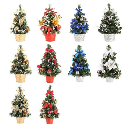 Picture of PVC Ornaments Decorations Blue Christmas Tree Bowknot 20cm, 1 Piece