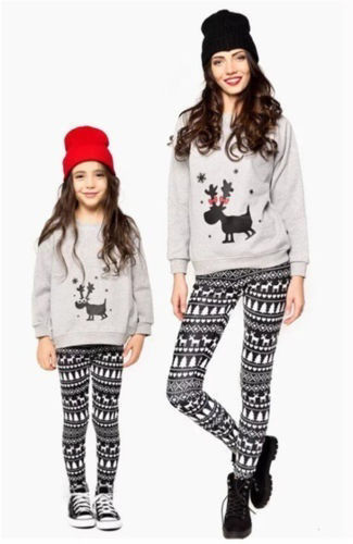 Picture of Cotton Polyester Blend Women's Long Sleeve Hoodie Sweatshirt Top Red Christmas Reindeer Size M, 1 Piece