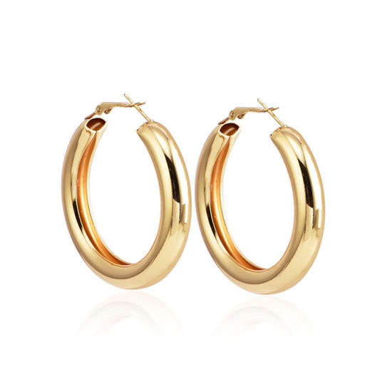 Picture of Hoop Earrings Gold Plated Circle Ring 5.5cm Dia, 1 Pair