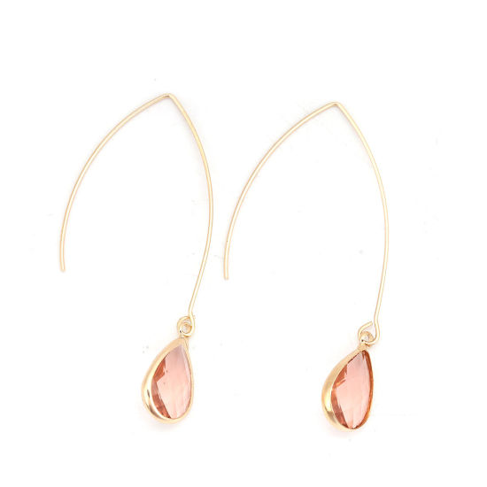 Picture of Earrings Pink Drop Imitation Crystal 60mm x 11mm, 1 Pair