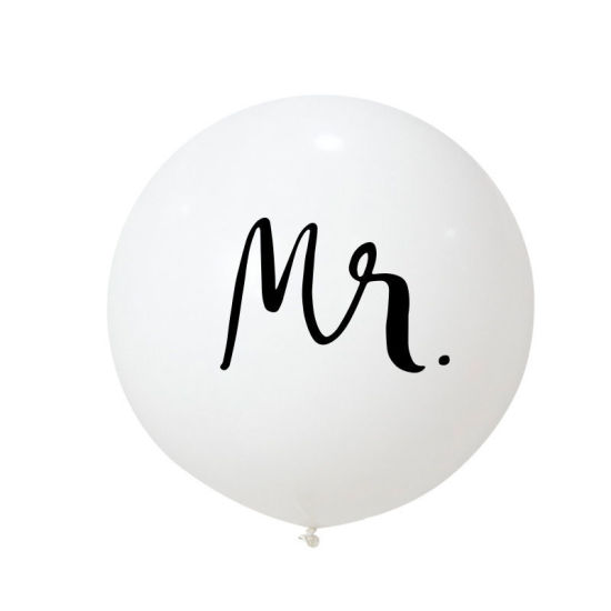 Image de Ballon Déco Soirée en Emulsion Noir & Blanc Mots" Mr " 1 Paquet ( 100 Pcs/Paquet )