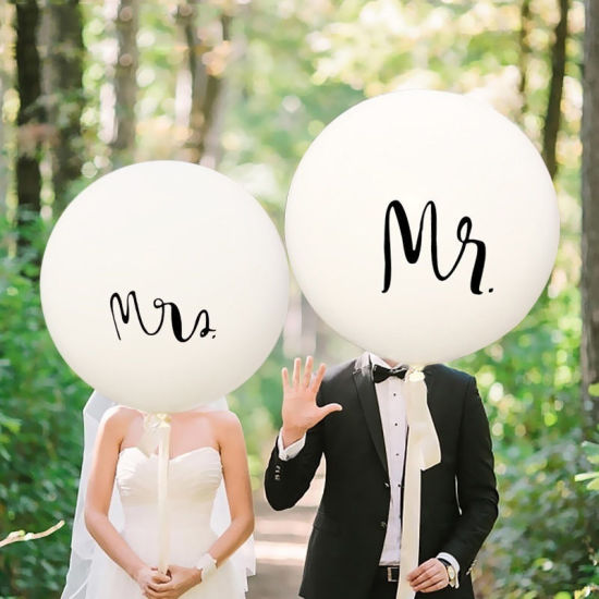 Image de Ballon Déco Soirée en Emulsion Noir & Blanc Mots" Mr " 1 Paquet ( 100 Pcs/Paquet )