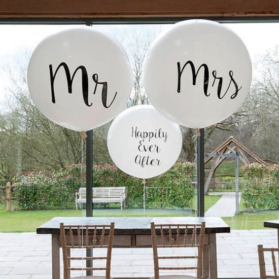 Image de Ballon Déco Soirée en Emulsion Noir & Blanc Mots" Mr " 1 Paquet ( 100 Pcs/Paquet )