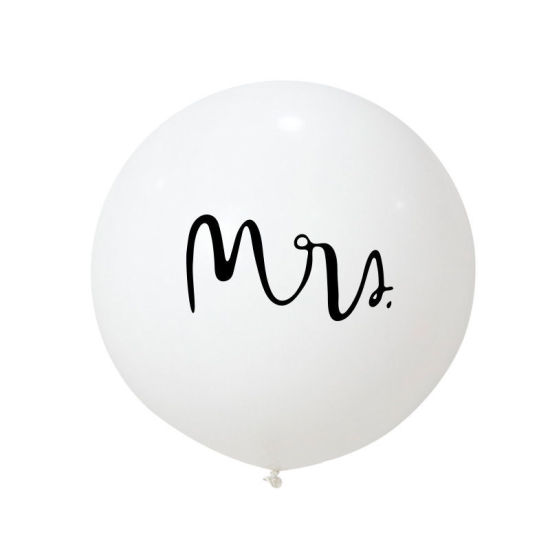 Image de Ballon Déco Soirée en Emulsion Noir & Blanc Mots" Mrs " 1 Paquet ( 100 Pcs/Paquet )