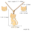 Picture of Stainless Steel Jewelry Necklace Earrings Set Gold Plated Cat Animal 45cm(17 6/8") long, 0.9cm( 3/8") x 0.8cm( 3/8"), 1 Set