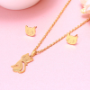 Picture of Stainless Steel Jewelry Necklace Earrings Set Gold Plated Cat Animal 45cm(17 6/8") long, 0.9cm( 3/8") x 0.8cm( 3/8"), 1 Set