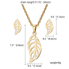 Picture of Stainless Steel Jewelry Necklace Earrings Set Gold Plated Leaf 45cm(17 6/8") long, 1.3cm( 4/8") x 0.6cm( 2/8"), 1 Set