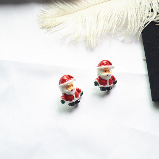 Bild von Harz Ohrring Ohrstecker Rot Weihnachten Weihnachtsmann 25mm, 1 Paar