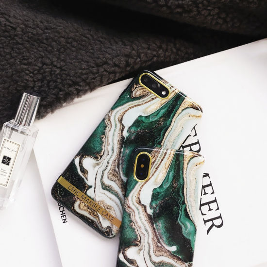 Picture of TPU Phone Cases For iPhone X/XS Dark Green Marbling 1 Piece