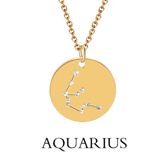 Image de Colliers Doré Rond Constellation Lion Transparent Strass 45cm Long, 1 Pièce