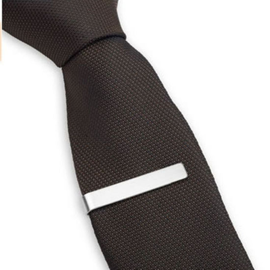 Picture of Stainless Steel Men Necktie Tie Clasps Silver Tone 48mm(1 7/8") x 8mm( 3/8"), 1 Piece