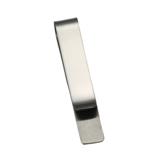 Image de Pinces à Cravates en Acier Inoxydable Argent Mat Tréfilage 48mm x 8mm, 1 Pièce