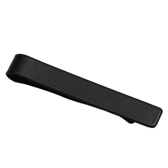 Picture of Stainless Steel Men Necktie Tie Clasps Black Painting 48mm(1 7/8") x 8mm( 3/8"), 1 Piece