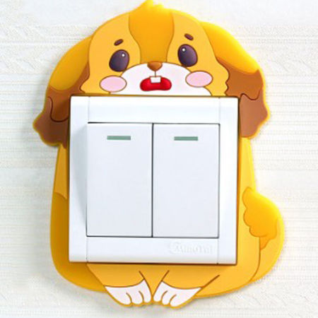 Picture of Silicone Light Switch Decorative Sticker Dog Animal Orange 1 Piece